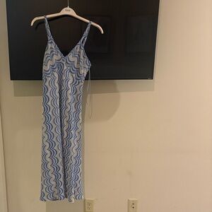 Ramy Brook Blue and White Wave Maxi Dress